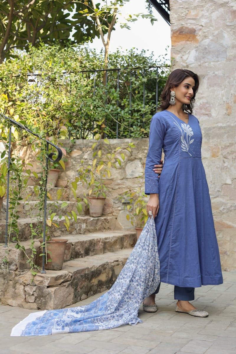 The Serene Blue Anarkali Set