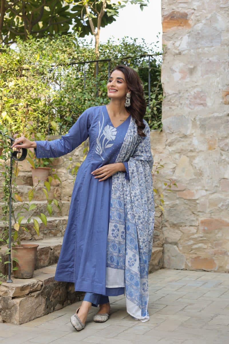 The Serene Blue Anarkali Set