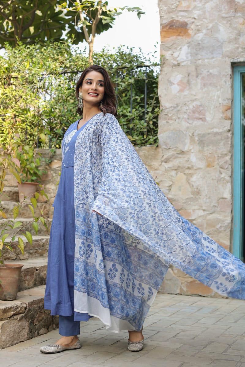The Serene Blue Anarkali Set