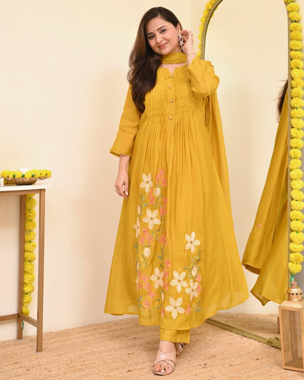 Floral Embroidered A Line Kurta Set