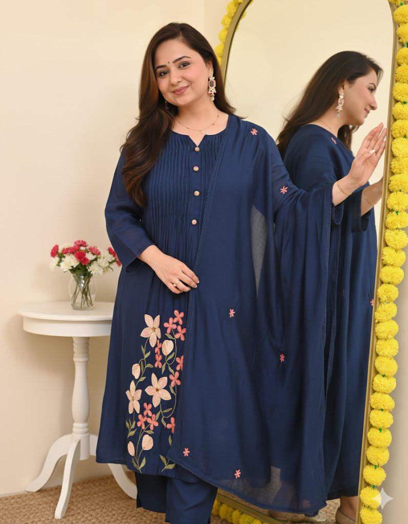 Floral Embroidered A Line Kurta Set