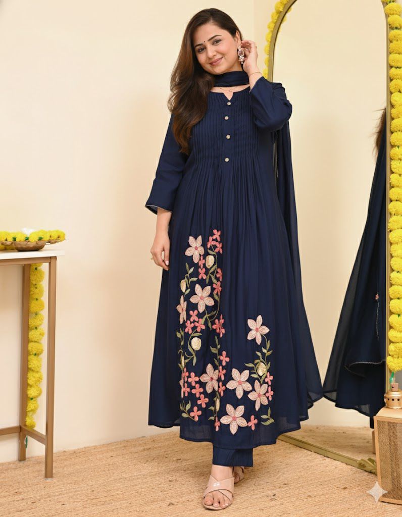 Floral Embroidered A Line Kurta Set