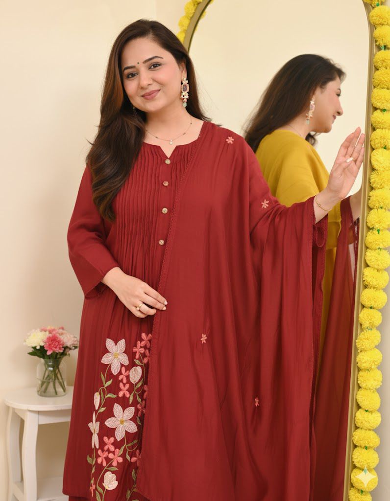 Floral Embroidered A Line Kurta Set
