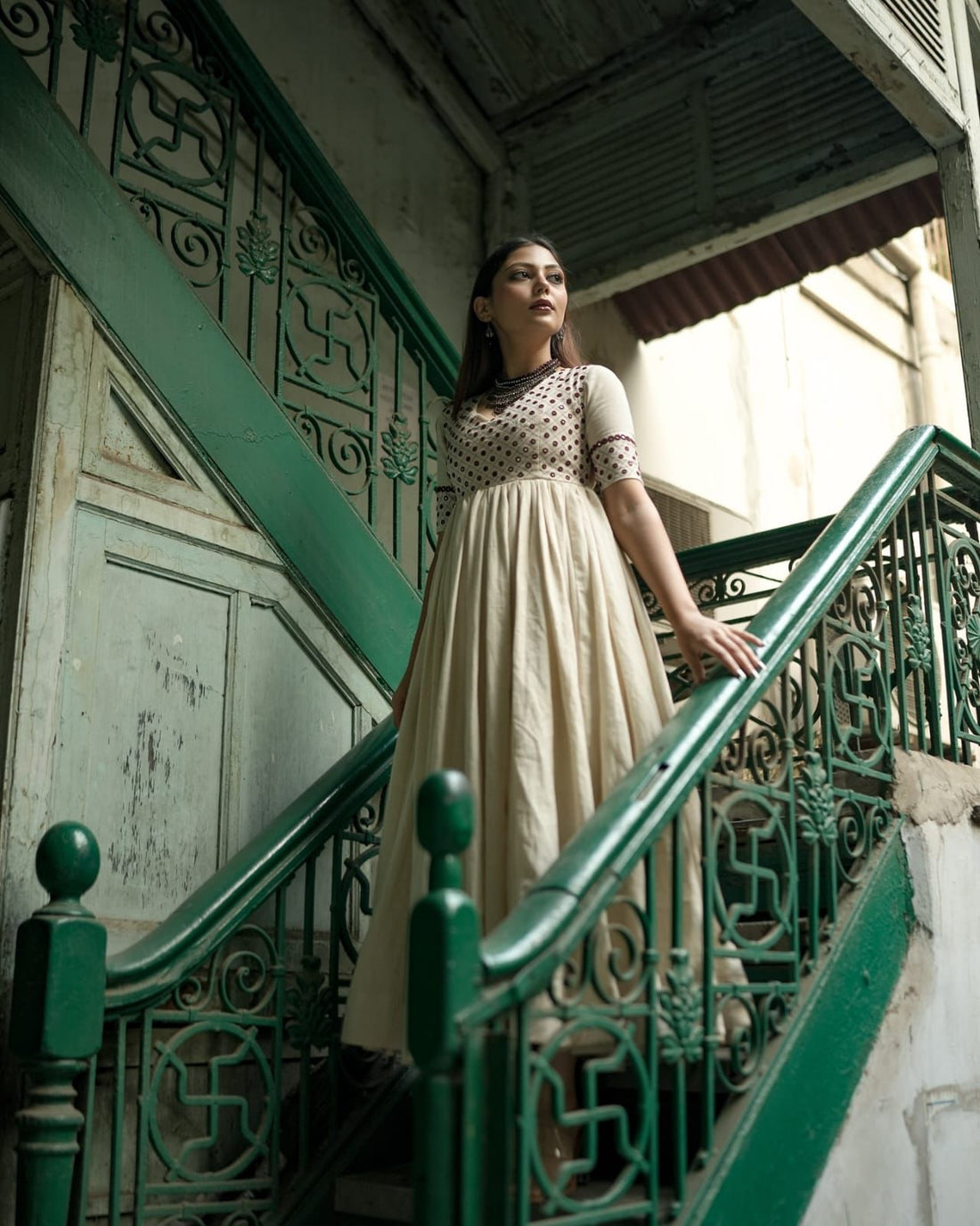 Handcrafted Mirror Work Anarkali Dress