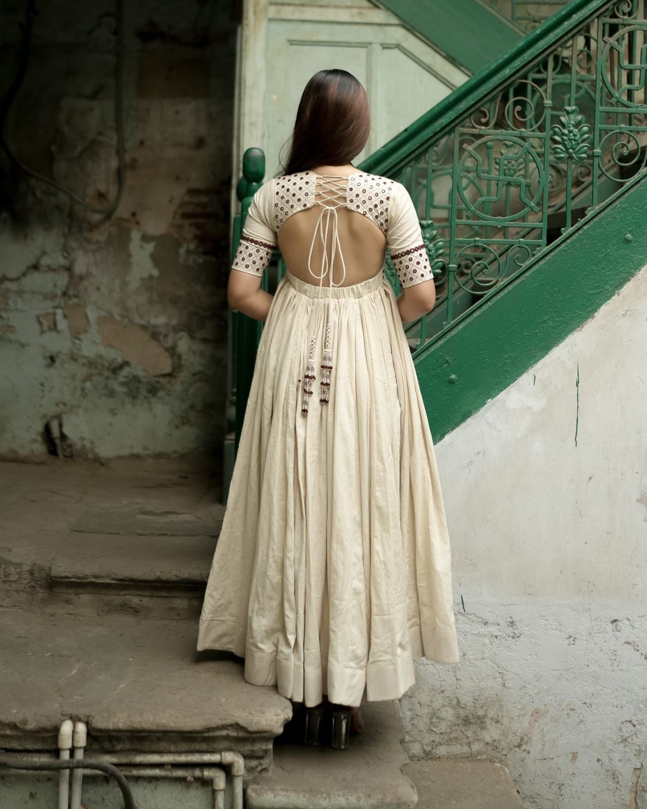 Handcrafted Mirror Work Anarkali Dress