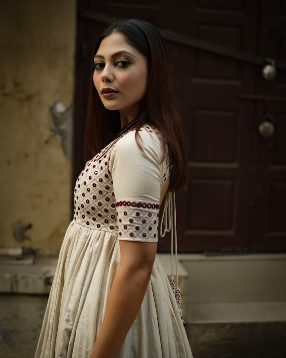 Handcrafted Mirror Work Anarkali Dress