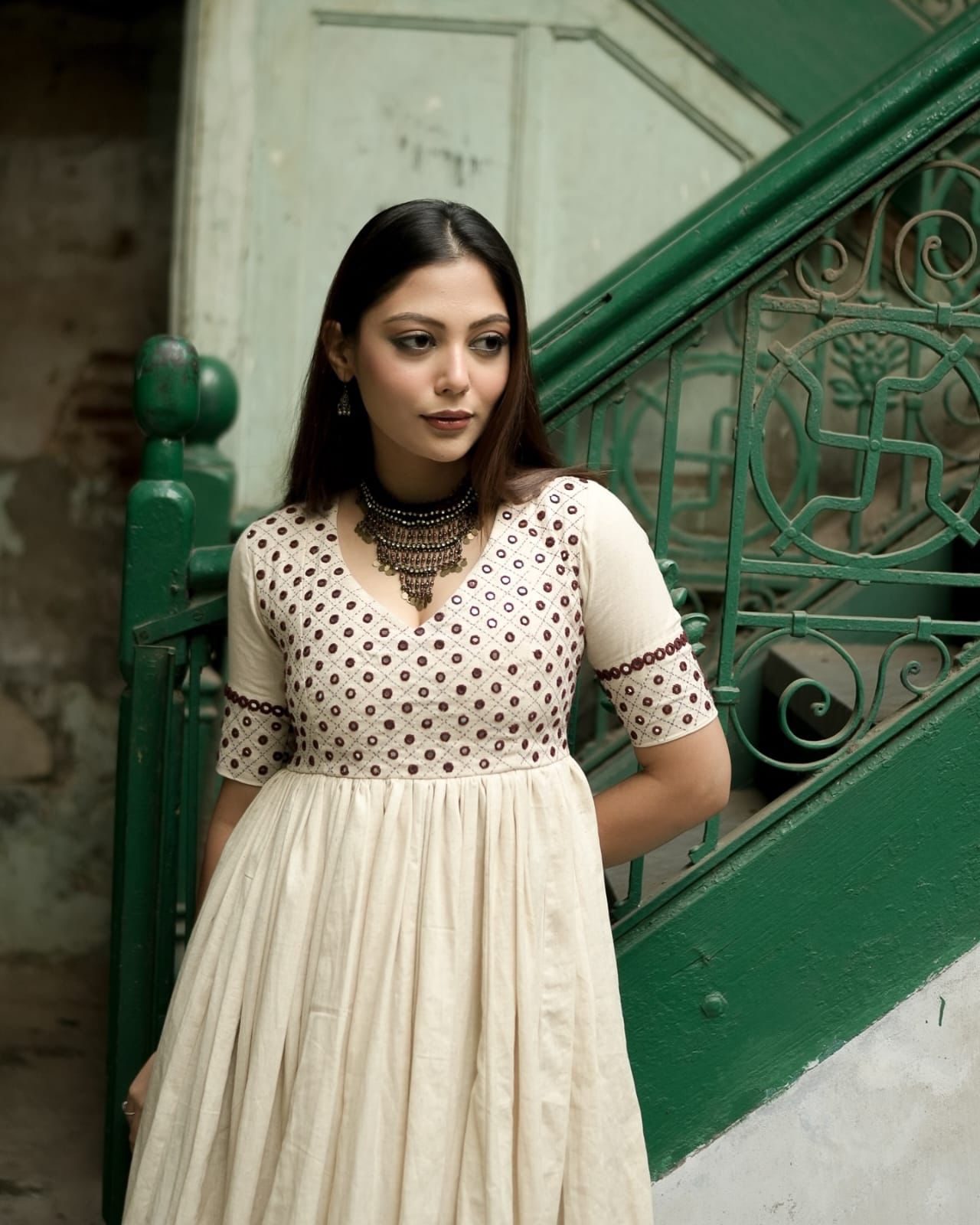 Handcrafted Mirror Work Anarkali Dress