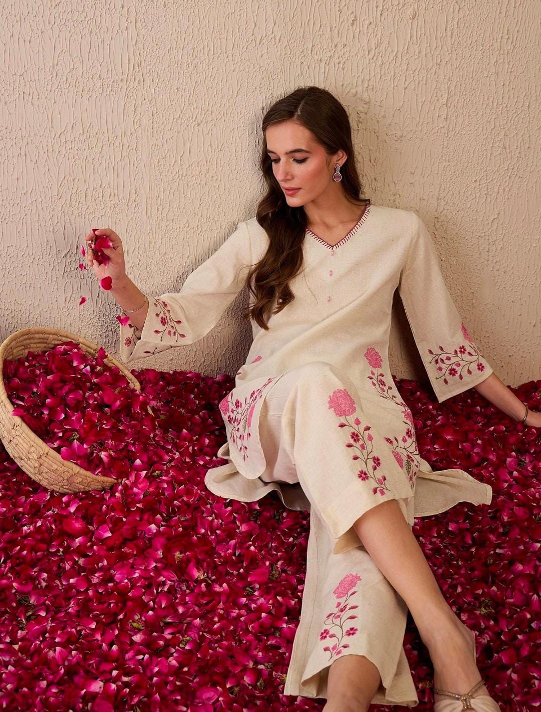 Floral Embroidered Kurta Pant Set