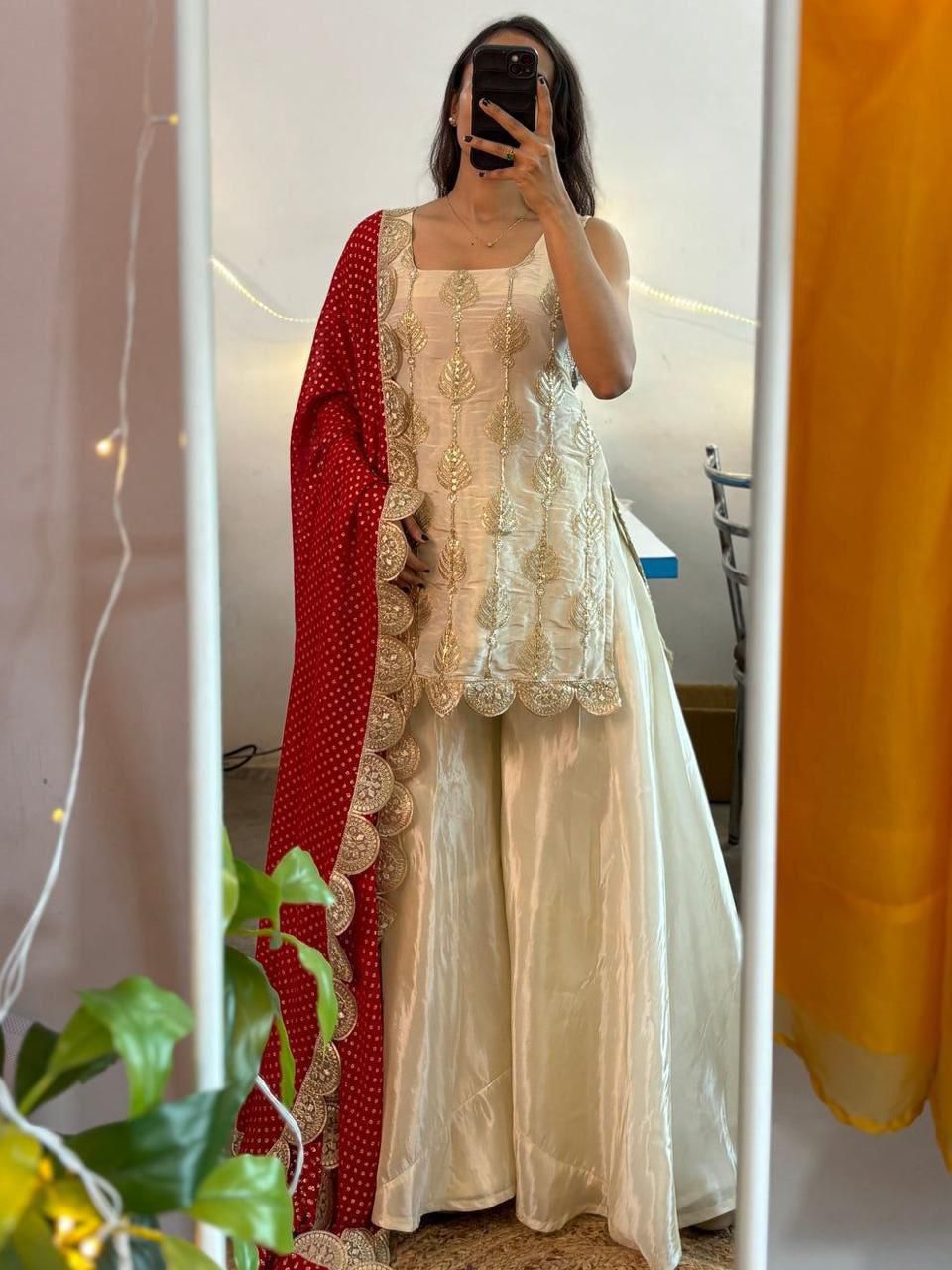 Embroidered Kurta Sharara Set with Dupatta