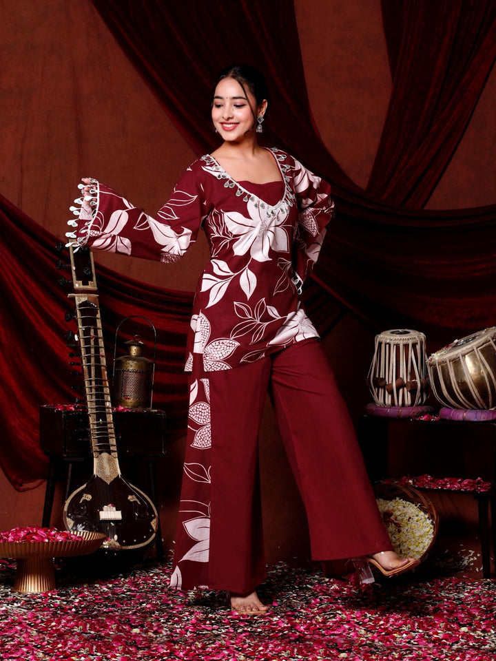 Elegant Floral Printed Co-ord Set for Women | Stylish Ethnic Fusion Wear