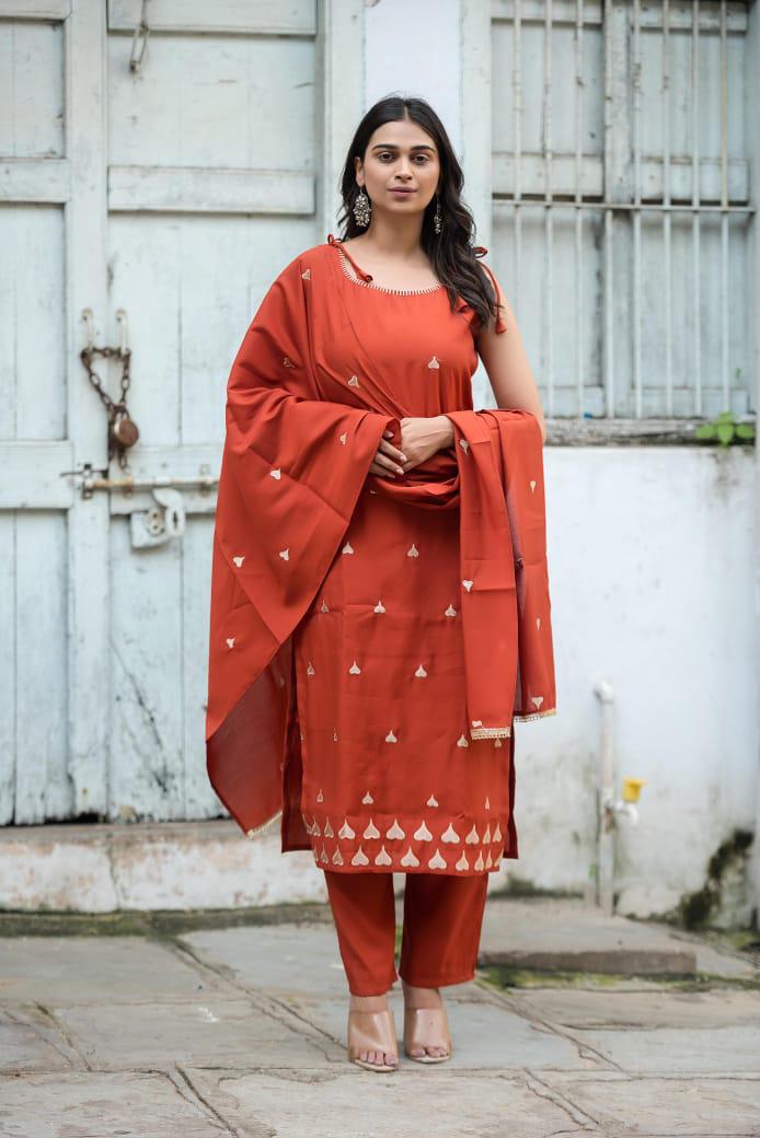 The Rust Orange Kurta Set