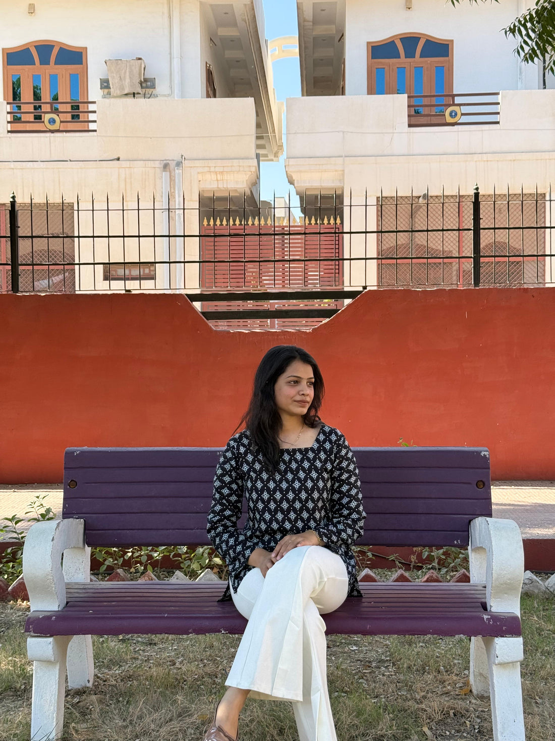 Printed Short Kurti with Square Neck & Full Sleeves