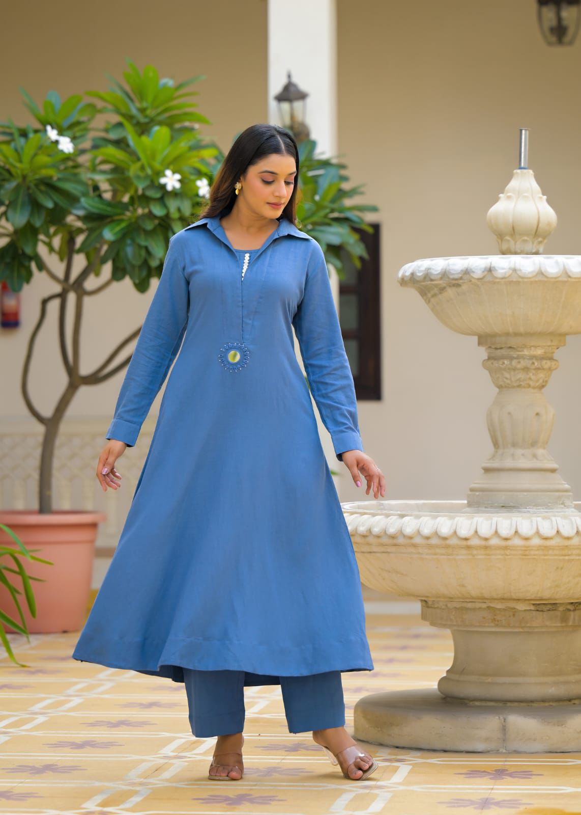 Elegant Solid Straight Kurti for Women – Minimal Embroidered Long Daily Wear Kurta | Rasika by Nidhi