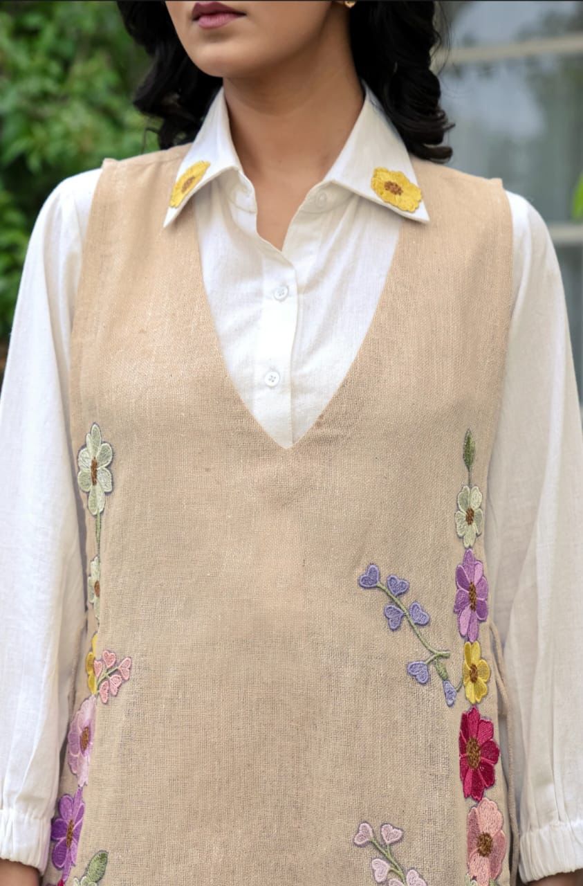 Women’s 3 Piece Ethnic Co-ord Set with Embroidered Overlay – Premium Designer Set | Rasika by Nidhi