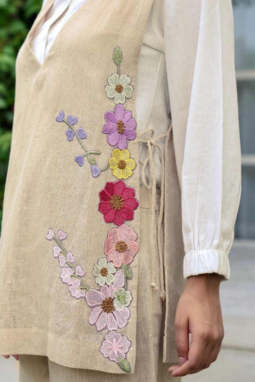 Women’s 3 Piece Ethnic Co-ord Set with Embroidered Overlay – Premium Designer Set | Rasika by Nidhi