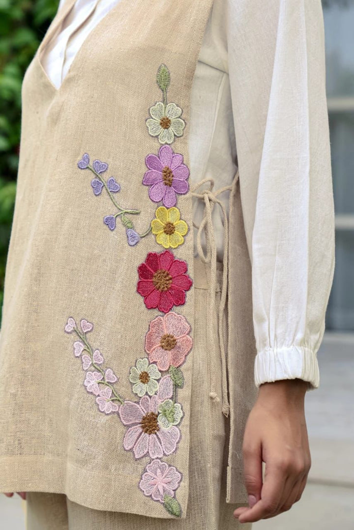 Women’s 3 Piece Ethnic Co-ord Set with Embroidered Overlay – Premium Designer Set | Rasika by Nidhi