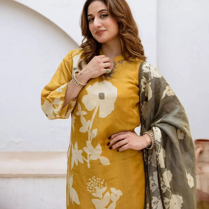 Floral Printed Kurta Set with Dupatta for Women | Elegant Ethnic Wear Online