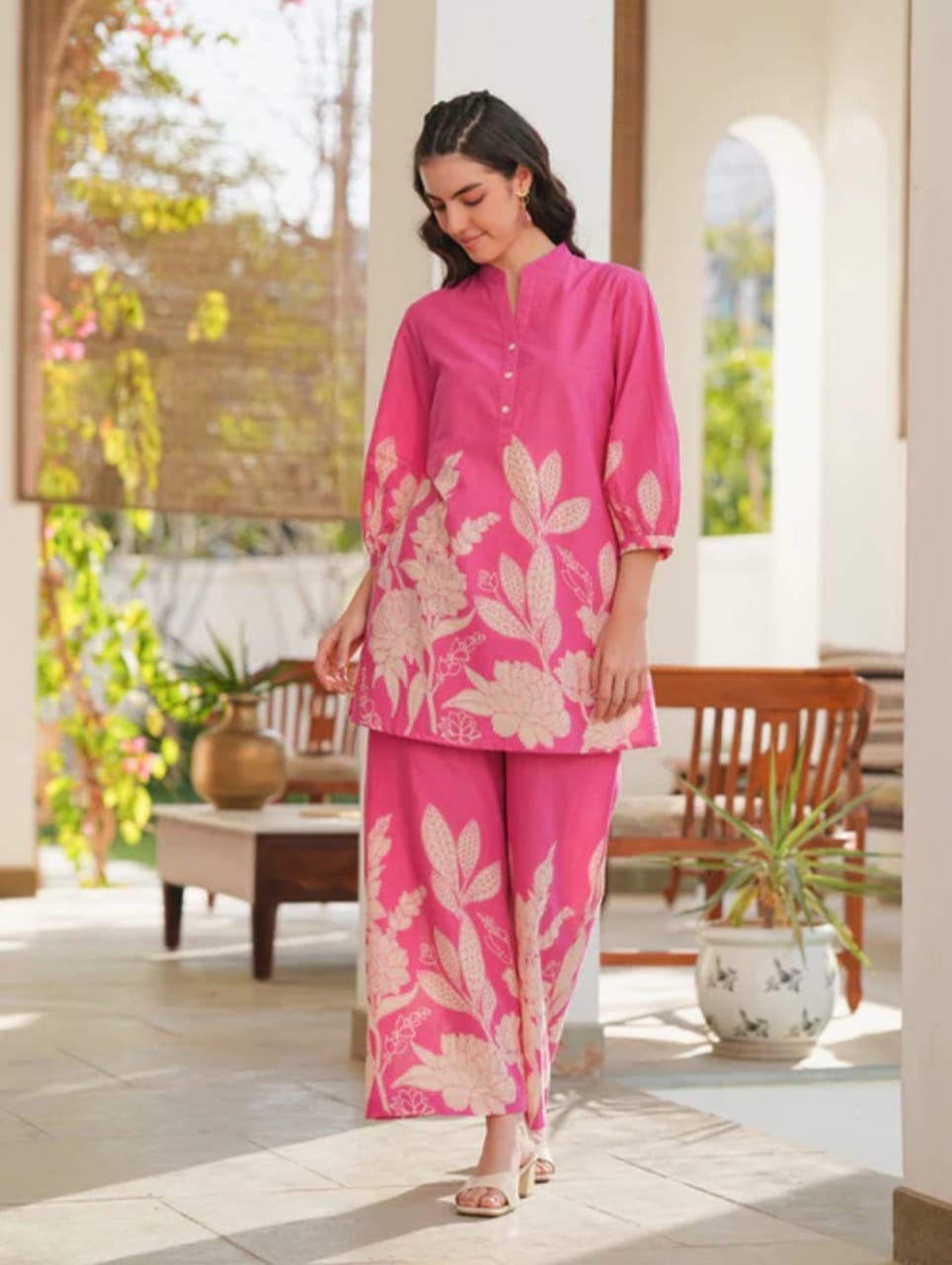 Pink Floral Printed Co-Ord Set – Elegant Everyday Chic