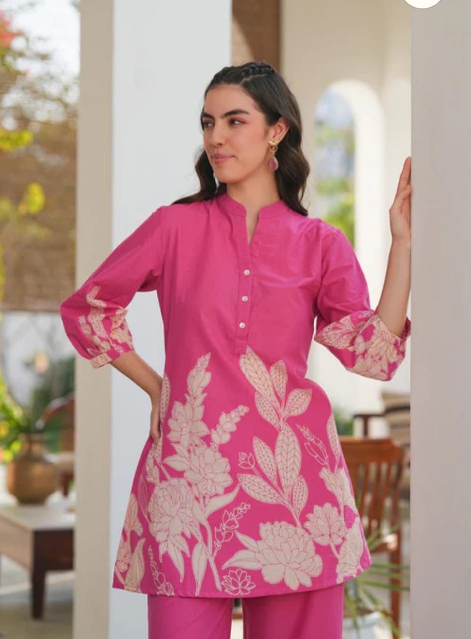 Pink Floral Printed Co-Ord Set – Elegant Everyday Chic